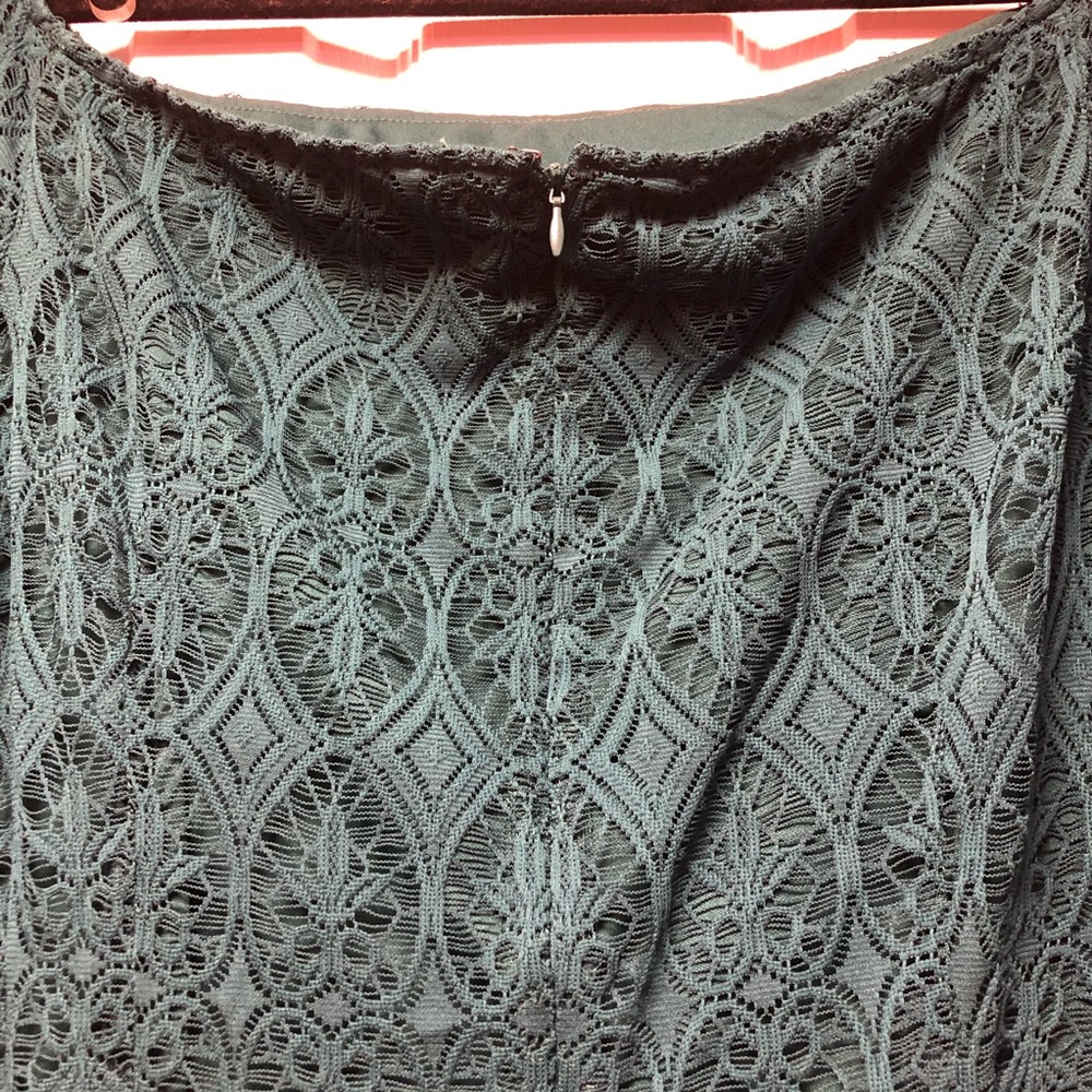 Sharagano Green Lace Off the Shoulder Dress - Picture 5 of 6